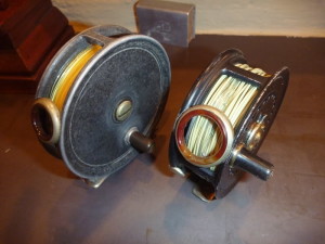 The J. Peek rod alongside a Lyon & Coulson Varden. L&C, based in Buffalo, sold "trade rods" made by Heddon as well as" trade reels" made by Young.