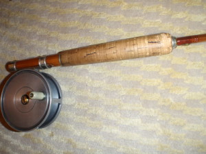 An 8'9 Hawes rod sporting a J.W. Young rod labeled for  Abbey & Imbrie.